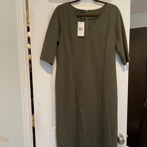 Lafayette 148 NY NWT Olive dress, size 14, short sleeves, just below knee